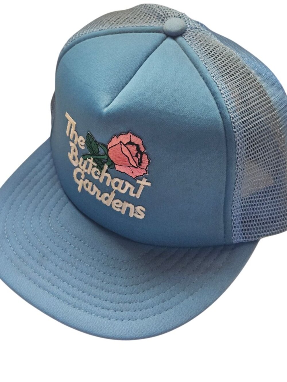 Wilson Trucker Hat Unisex M/L Light Blue The Butchart Gardens Rose Embroidered